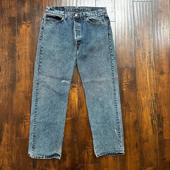 VTG 90s Levis 501 Button Fly 38x32 USA Tag Jeans Straight Wash